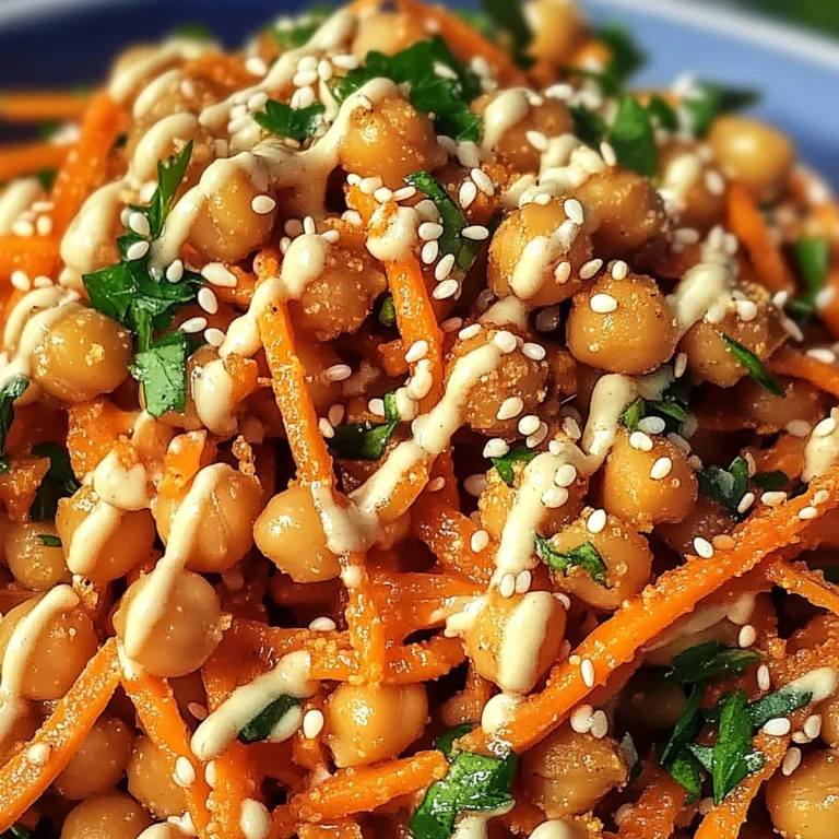 Salade de Carottes Épiciées et de Pois Chiches avec Sauce Tahini 