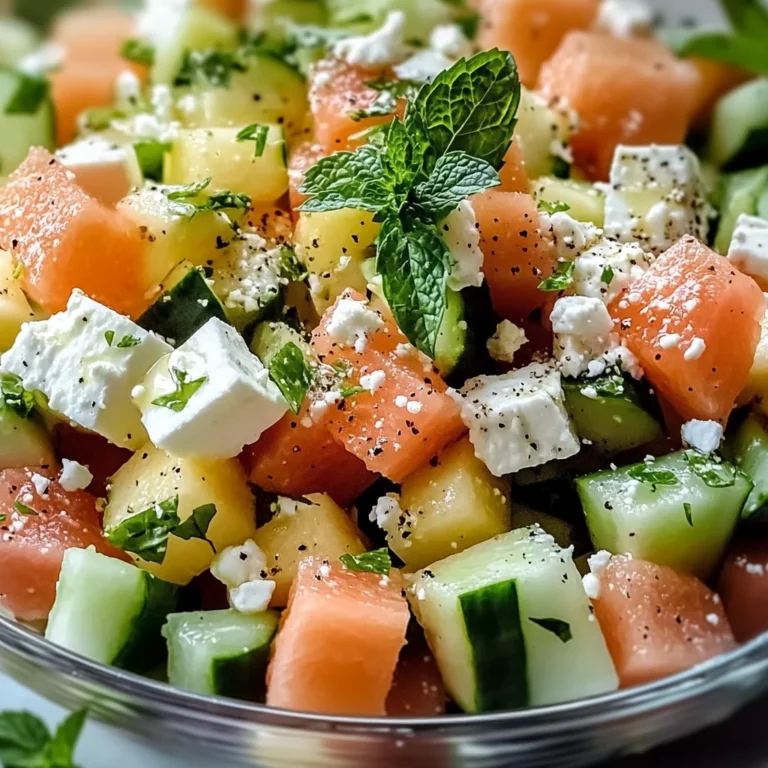 Salade de melon, concombre et feta