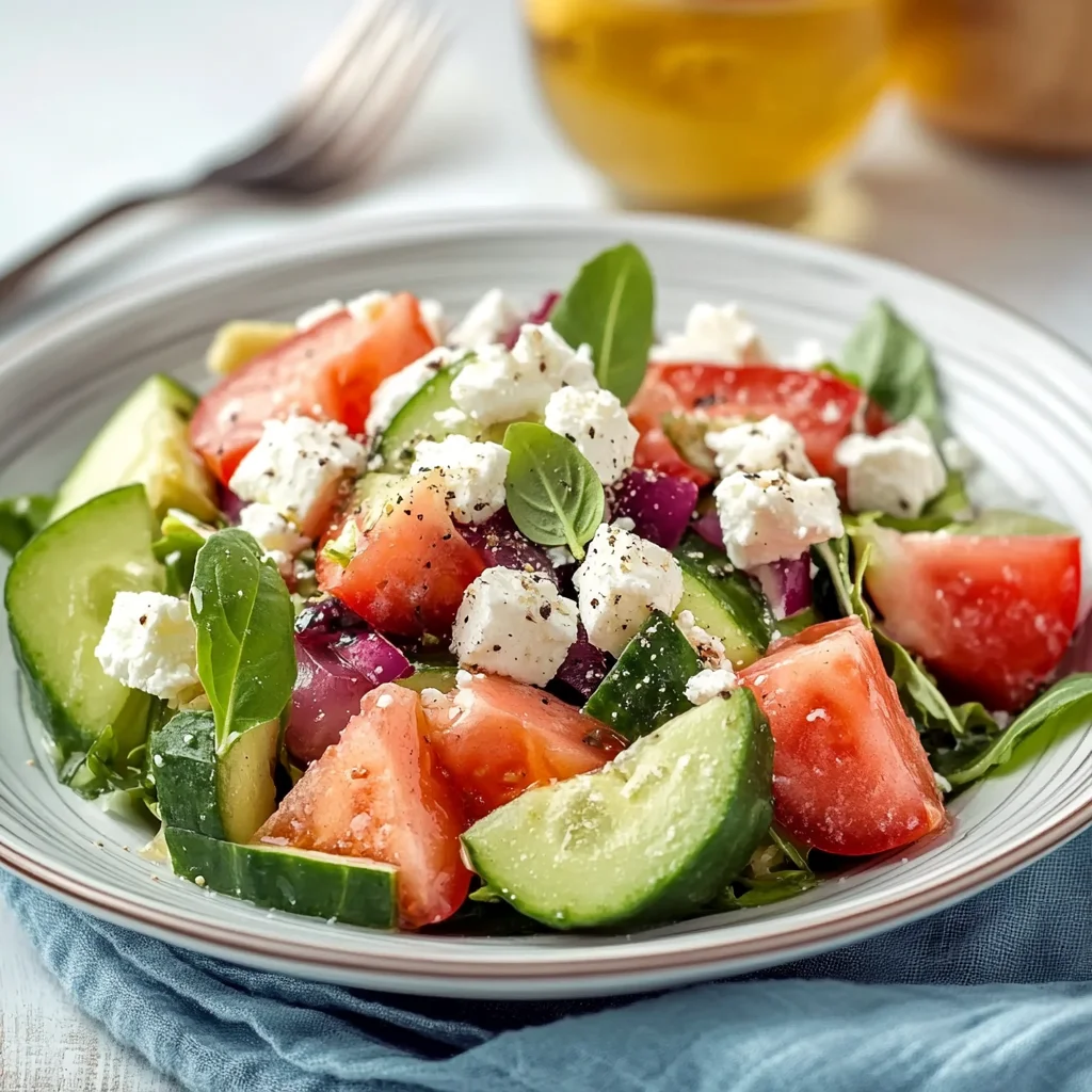Salade de pastèque, concombre et feta