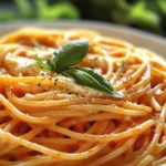 Spaghetti à la Crème de Poivron Rouge et Mozzarella