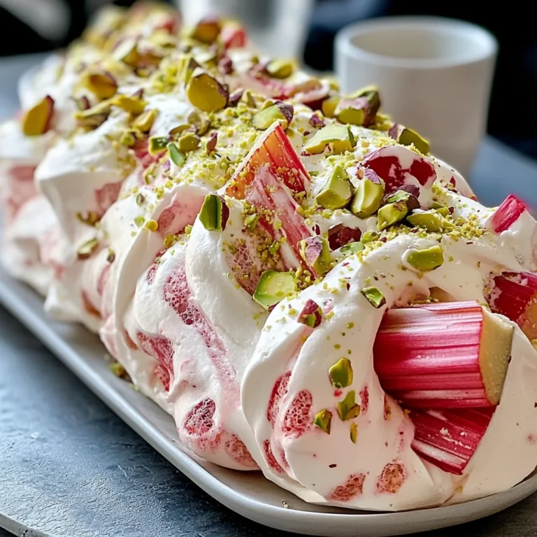 Pavlova roulée rhubarbe mascarpone