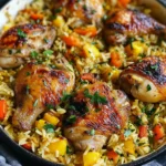 Riz au four poulet légumes