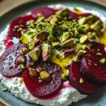 Feta battue, betteraves, pistaches