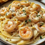 Pâtes crémeuses ail crevettes